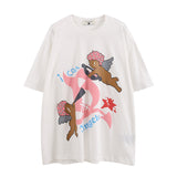 Men T Shirt Angel Print Short-Sleeved T-shirt Men and Women Loose Couple Tee