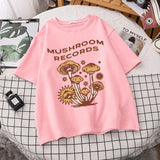 Retro Trippy Mushroom Cute T Shirts O-neck Casual Summer