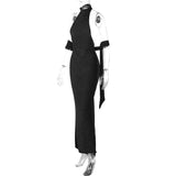 Women Dresses Sexy Backless Bright Silk Dress