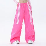 Men Sweatpants Casual Trousers Striped Stitching Ruffle Ankle-Tied Drawstring Sports Pants