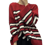 Women Knitwear Autumn and Winter Striped round Neck Sweater Loose Sweater