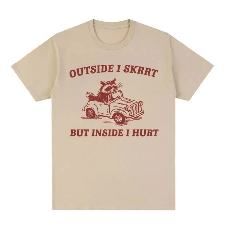 My Tummy Hurts Funny Raccoon Graphic T Shirt Weird