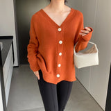 Women Cardigan Sweater V-neck Long Sleeve Cardigan 8t3122