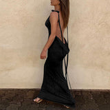 Women Dresses Summer Sexy Backless Self-Tie Dress