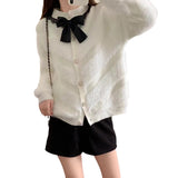 Women Knitwear Autumn and Winter round Neck Sweater Loose Knitted Cardigan