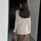 Women Winter Knitted Sweater Autumn and Winter Sweater Long-Sleeved Shirt 8t3110