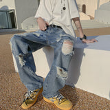 Men Jeans Ripped Jeans Loose Retro Straight-Leg Wide-Leg Pants