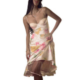 Women Dresses Summer Slim Fit Long Dress Pattern Satin Sling Dress