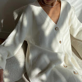 Ladies Leisure Knitwear Loose Knitted Sweater Women Casual Solid Color Autumn and Winter Cardigan