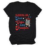 Crew neck women's short sleeves running on jced collee and freedomt t-shirt