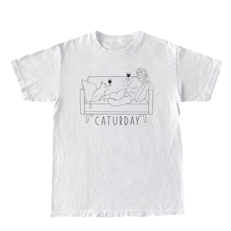Women Funny Cat Lover T Shirt Cute Cartoon Cat Graphic Tees