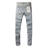 Purple Brand Jeans Coated Silver Paint Worn Jeans