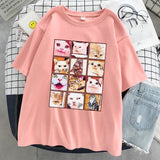 202412 Meme Cat Facial Expression Packs Print T-Shirt Women