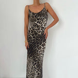Women Dresses Summer Slim Strap Dress Sexy Leopard Print Backless Dress