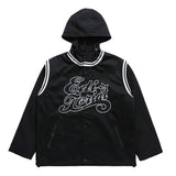 Men Jacket Coat Hooded Jacket Loose Casual Spring and Autumn Embroidery Letter Splicing Fake Two-Piece Hoodie