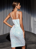 Women's Evening Gown Sexy Strap Backless Sequins Dress Evening Dress