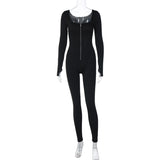 Women Jumpsuit Winter Slim-Fit Zipper Long Sleeve Jumpsuit