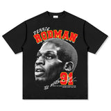 Dennis Rodman Graphic Tee Rodman Printed Short Sleeve T-Shirt Washed Old Top