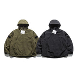 Unisex Winter Cotton Coat Velcro Decorative Hooded Cotton-Padded Coat Retro Warm Three-in-One Cotton-Padded Coat