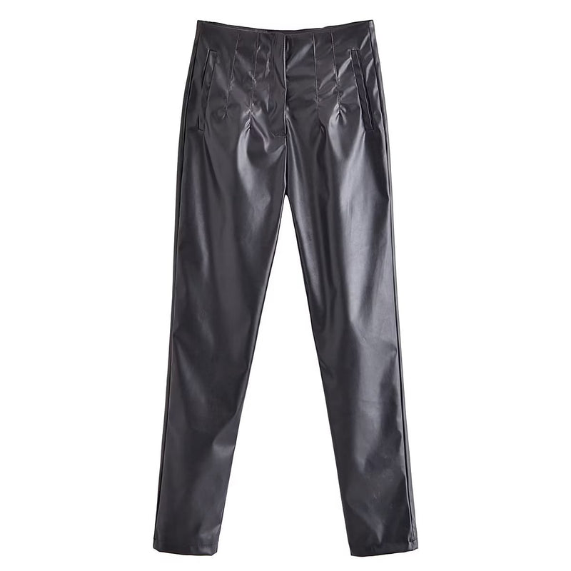 Women Sweatpants PU Leather Pants Vintage Harem Pants Casual Trousers