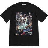 Men T-shirts 23SS T-REX TEE Tyrannosaurus Destroys City Wars Muse Short Sleeve T-Shirt Wide Pure Casual