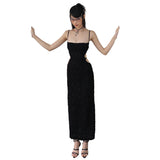 Women Dresses Sexy Suspenders Backless Hollow Dress