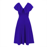 Women Date Dress Sexy A- line Skirt Lotus Leaf Large V-neck Dress