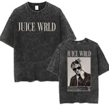 Rapper JUICE WRLD Graphic T-Shirt Men's Hip Hop Vintage Washed