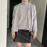 Women Knitted Two-Piece Set Turtleneck Vest Cardigan Knitted Two-Piece X3050