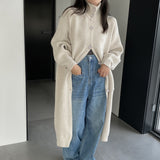 Women Cardigan Sweater Autumn Turtleneck Sweater Long Cardigan Coat Loose Button Woolen Skirt A2215