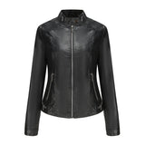 Red Leather Jacket Women's Leather Top Long Sleeve Spring and Autumn Thin Jacket