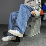 Men Jeans Vintage Jeans Straight-Leg Pants Loose Spring-Autumn Wide-Leg Pants