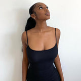 Women Dresses Casual Sleeveless Slim Fit Camisole Dress (Bla0420)
