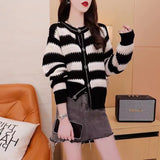 Women Knitwear Autumn and Winter round Neck Sweater Loose Knitted Cardigan