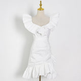 Women Dresses Dress Summer V-neck Short Hip Skirt (Qymy0409)