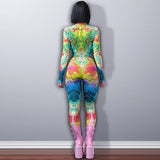 Women Jumpsuit Fall Slim Fit Zipper Turtleneck Long Sleeve Jumpsuit