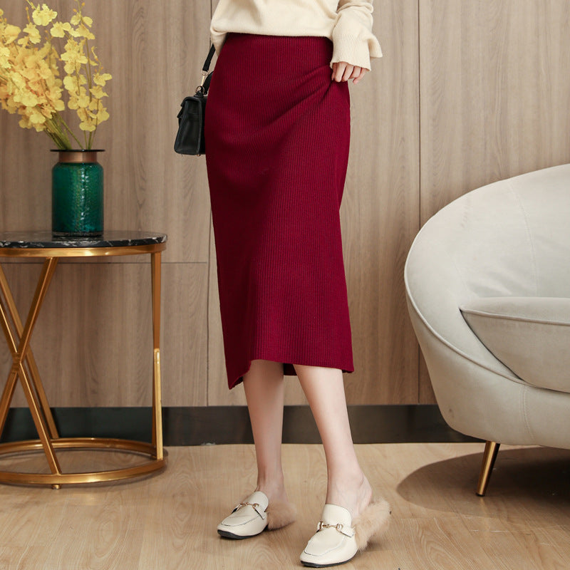 Women Knitted Skirt Autumn Knitted Sheath Skirt