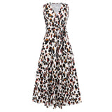 Women Date Dress Summer Leopard Print Maxi Dress