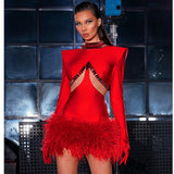 Women Dresses Bandage Dress Sexy Rhinestones Cutout Party Dress (Ont0408)