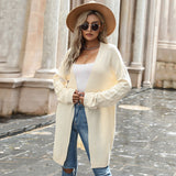Women Knitted Sweater Autumn Sweater Long Sleeve Solid Color Long Cardigan Jacket