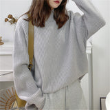 Women Knitted Pullover Turtleneck Autumn and Winter Loose Knitwear Top