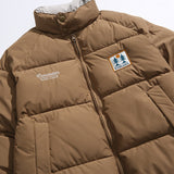 Unisex Winter Cotton Coat Color Letter Print Stand-up Collar Cotton-Padded Clothes Vintage Loose and Warm Cotton Jacket