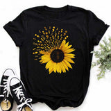 Maycaur Women's T-shirt Casual Kawaii Sunflower Butterfly