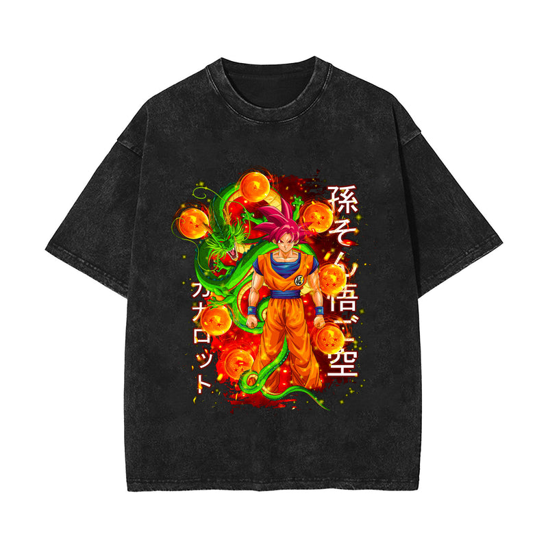 Summer washed old retro short-sleeved T-shirt