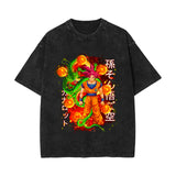 Summer washed old retro short-sleeved T-shirt