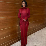 Women Dresses Spring Turtleneck Long Sleeve Long Slim Fit Dress