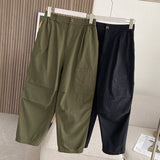 Women Sweatpants Overalls Loose Straight Wide-Leg Casual Retro Ankle-Tied Pants