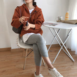 Women Knitted Cardigan Zipper Hooded Sweatshirt Casual Sweater Women's Loose Sweater Coat