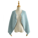 Women Sweater Knitwear Sexy Short Navel Knitted Top High Waist Loose Plush Cardigan Coat