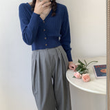 Women Cardigan Sweater Knitted V-neck Cardigan 8t7137